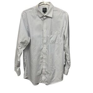 Jos. A. Bank Traveler Shirt 16/32 Slim fit white and grey plaid